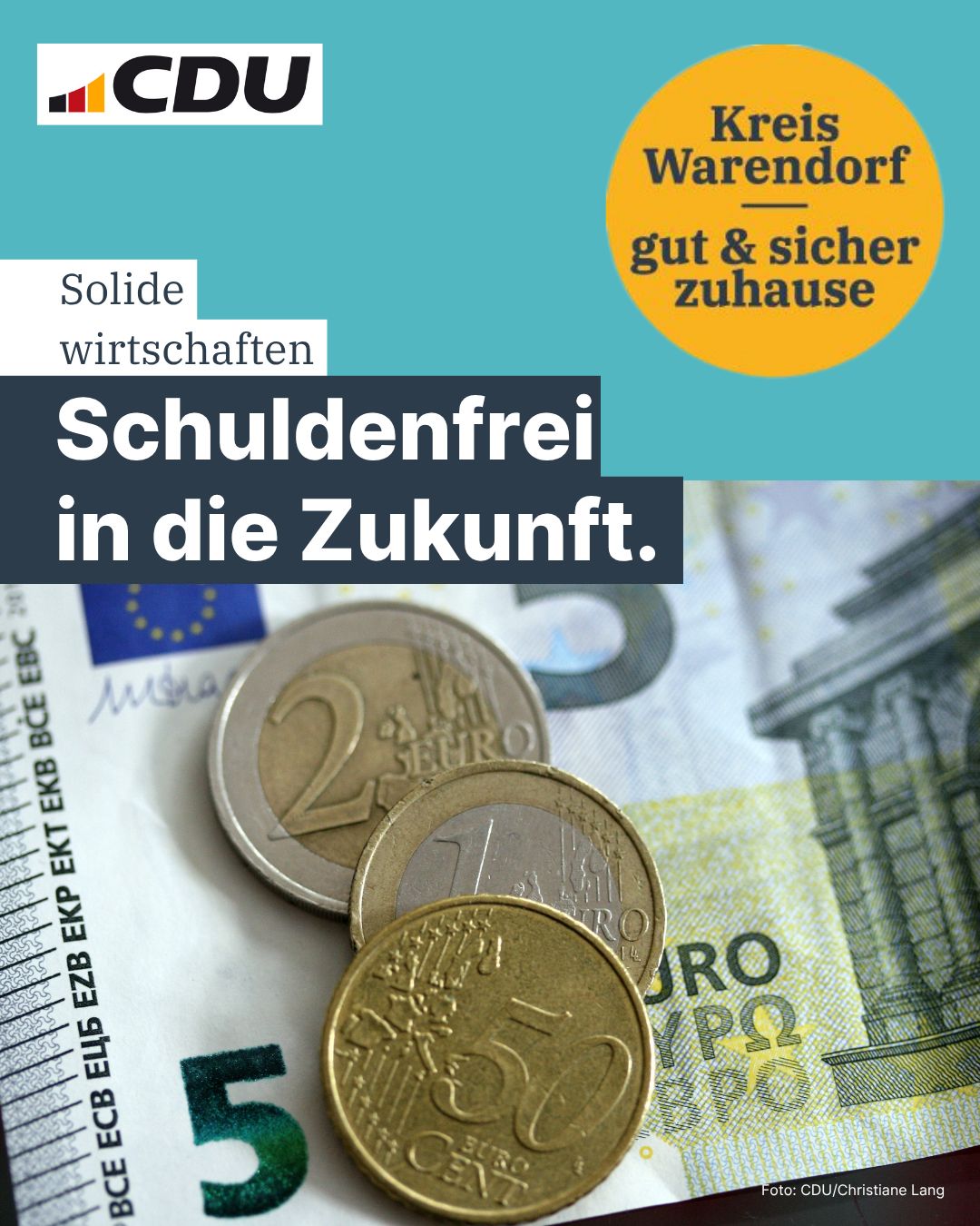 Einer von zehn starken Punkten: Solide wirtschaften  Kreis Warendorf wird schuldenfrei und sorgt fr die Zukunft vor.